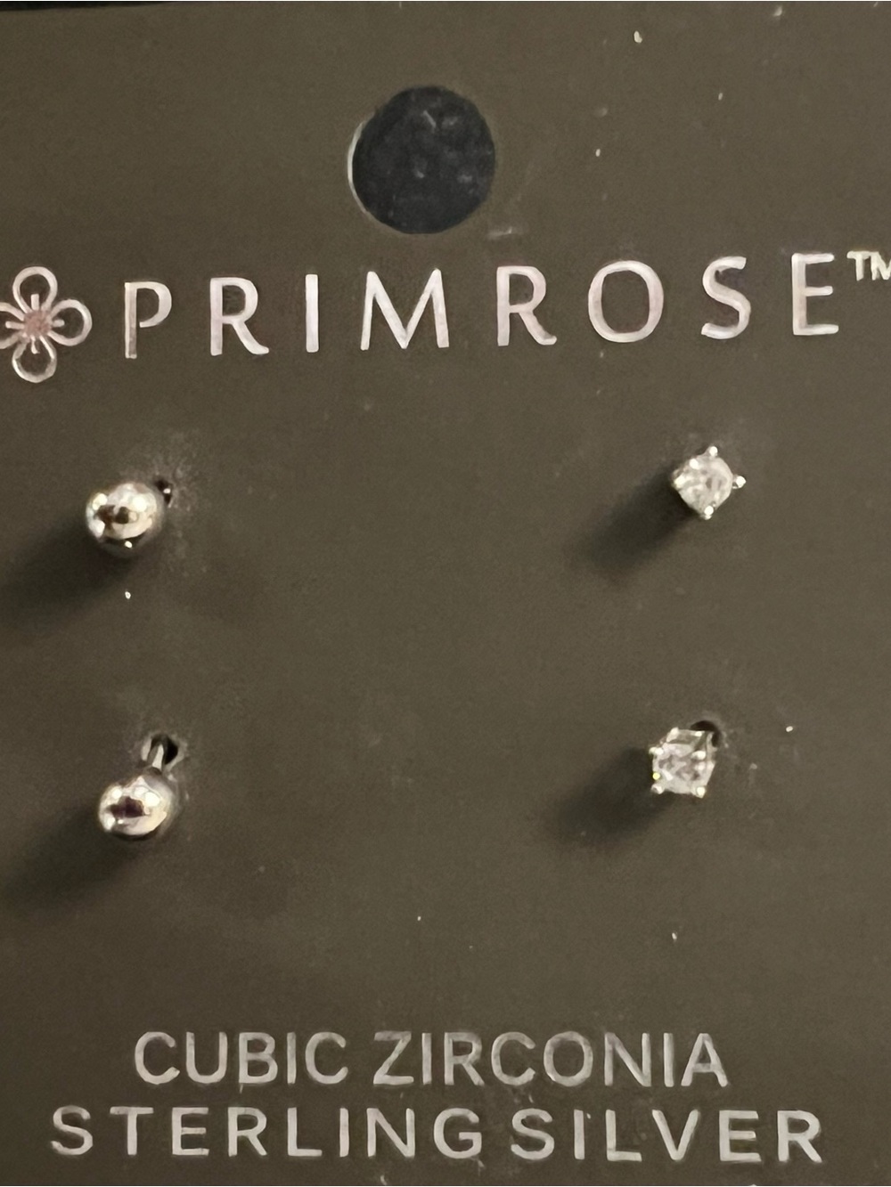 NWT Sterling Silver Cubic Zirconia Stud Earrings 2 pairs